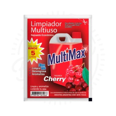 MULTIMAX LIMPIADOR MULTIUSO CHERRY RINDE 5L X15U
