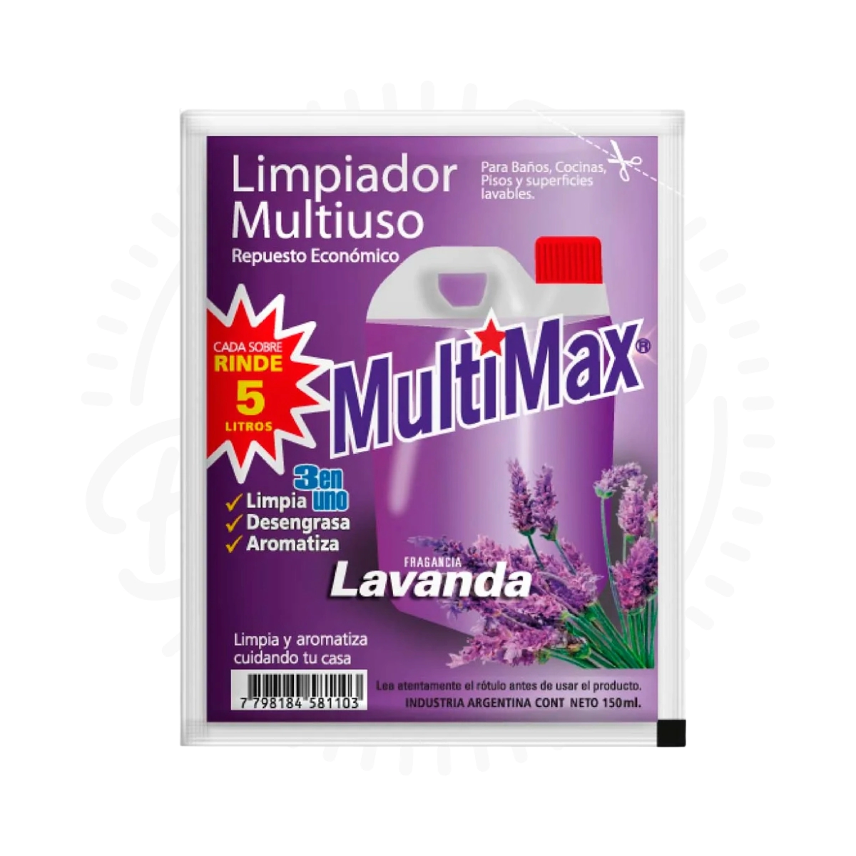 MULTIMAX LIMPIADOR MULTIUSO LAVANDA RINDE 5L X15U